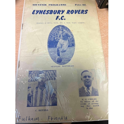 105 - 1954/55 Eynesbury Rovers v Fulham FC, Friendly where Eynesbury had Sir Stanley Matthews and Charlie ... 
