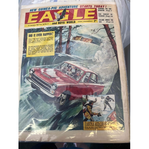 116 - Eagle 8/9/62 Vol13, No36, Plus 21/1/67 Vol 18 No3, Eagle and a Lion Comic 21/11/64, Racing car relat... 