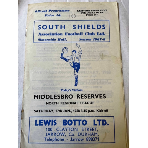 120 - 1967/68 South Shields v Middlesboro Reserves, creased and slight marks,