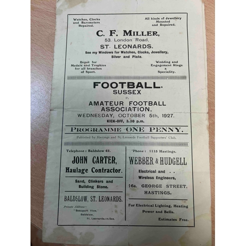 153 - 1927/28 Sussex v Amateur Football Association, Stains on cover,