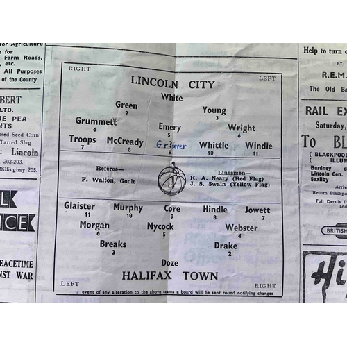 160 - 1950/51 Lincoln City v Halifax Town. Creased