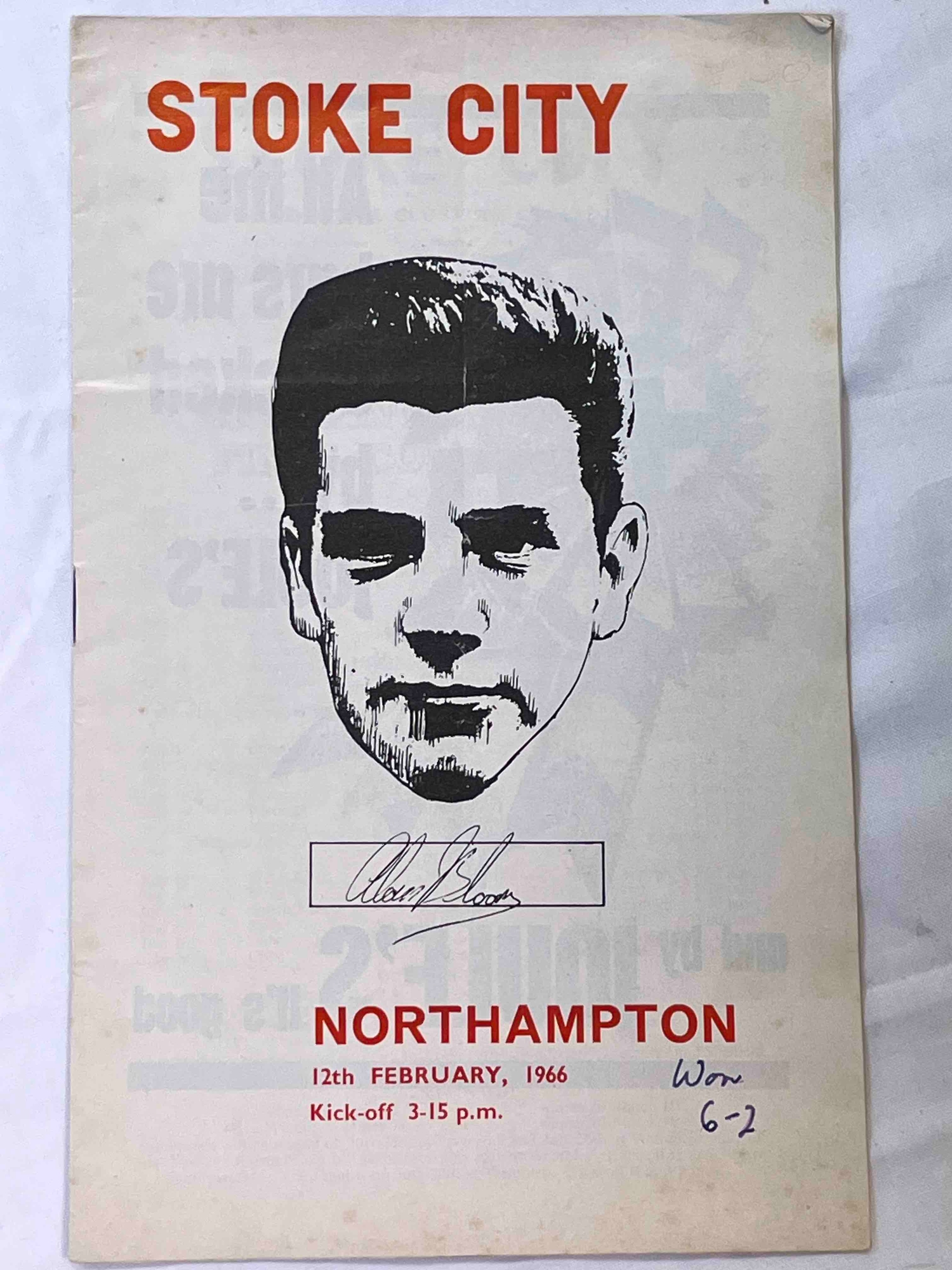 65/66 Northampton Town away at Stoke City, a rare issue. SOF,