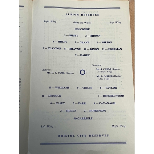 237 - 1959/60 Brighton Reserves v Bristol City Reserves, good condition