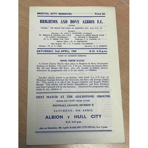 237 - 1959/60 Brighton Reserves v Bristol City Reserves, good condition