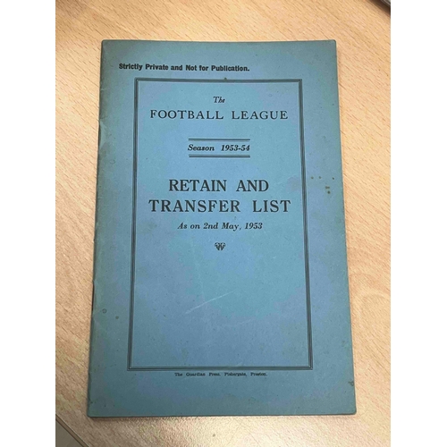 256 - 1953/54 The Football League, Retain and Transfer List. As of May 2nd 53. Top of booklet states Stric... 