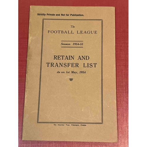 257 - 1954/55 The Football League, Retain and Transfer List. Includes Duncan Edwards listed and Chelsea wo... 