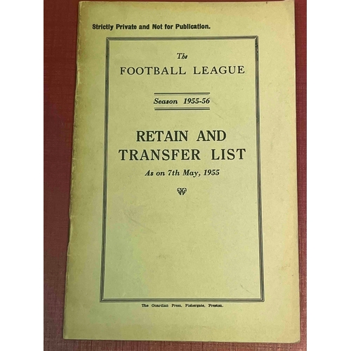 258 - 1955/56 The Football League, Retain and Transfer List. As of May 7th 55. Top of booklet states Stric... 