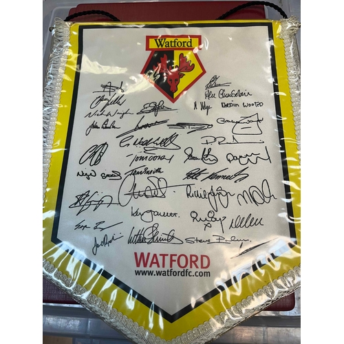 299 - Watford full signed Large Pennant, believed to be printed signatures.