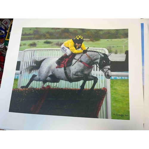 274 - 4 x horse Racing prints, 2 @ 24x21cm the other two half the size. Great Prints ideal for a Pub or a ... 