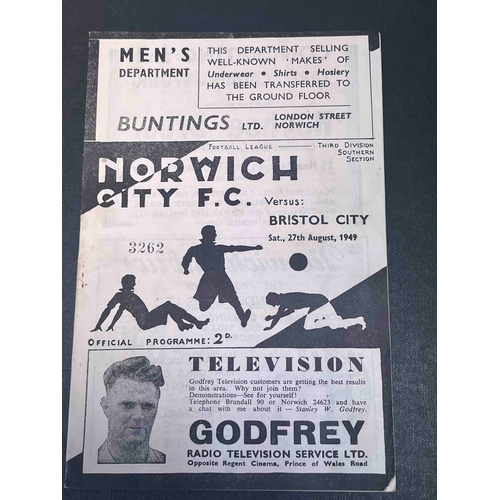 286 - 1949/50 Norwich City v Bristol City, good condition