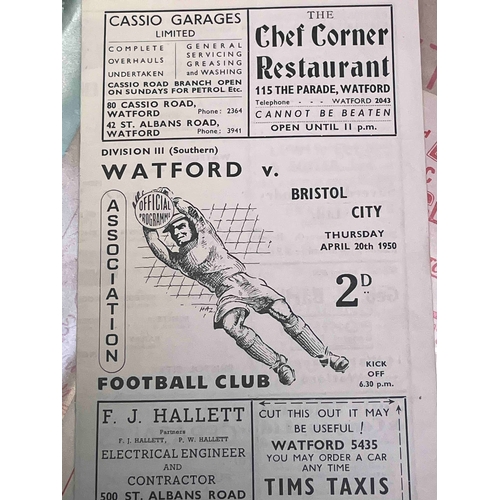 287 - 1949/50 Watford v Bristol City, good condition, TC