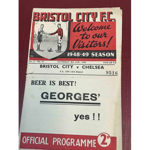 290 - 1948/49 Bristol City v Chelsea, Good condition, Staple removed leaving a slight tear. Clean copy