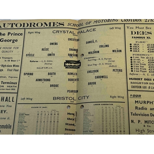 10 - 1938/39 Crystal Palace v Bristol City, PH but otherwise good.