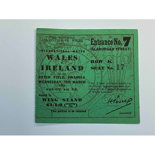 20 - Ticket 1953 Wales v Ireland at Vetch Field, at Swansea, Great condition.