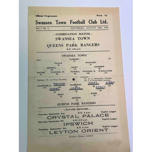 22 - 1947/48 Swansea Town v QPR, Combination Match, QPR Team changes.