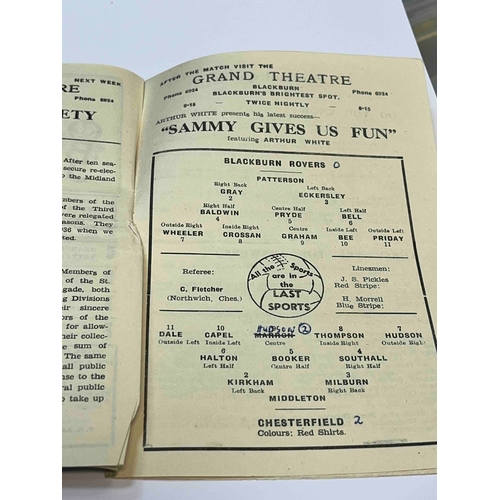 26 - 1948/49 Blackburn Rovers v Chesterfield, Score and TC in middle, Staple is to the side of the progra... 