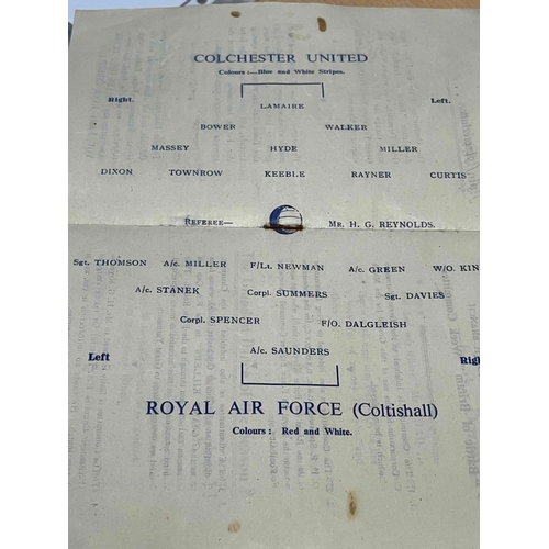 33 - 1948/49 Colchester United v Royal Air Force X1, rust stains but otherwise good.