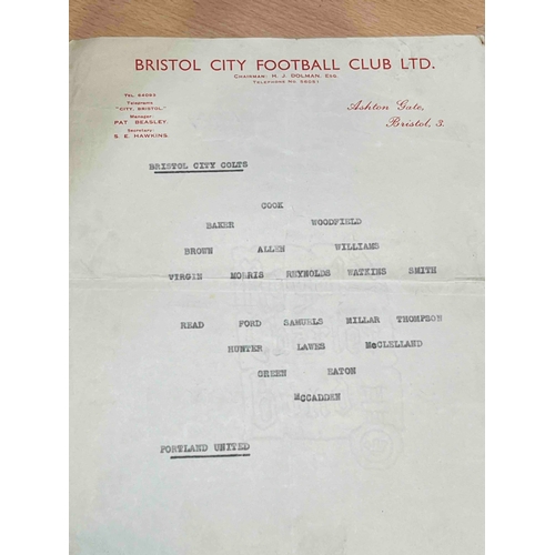 78 - Bristol City Colts v Portland United S/S , on heading Bristol City Paper. Unknown date, BCFC Colts i... 