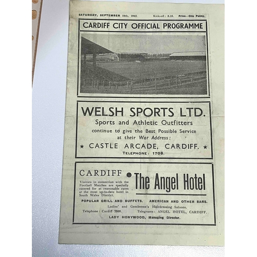 80 - WAR TIME 1942/43 Cardiff City v Bristol City, Football league West. Good condition but for a few rep... 