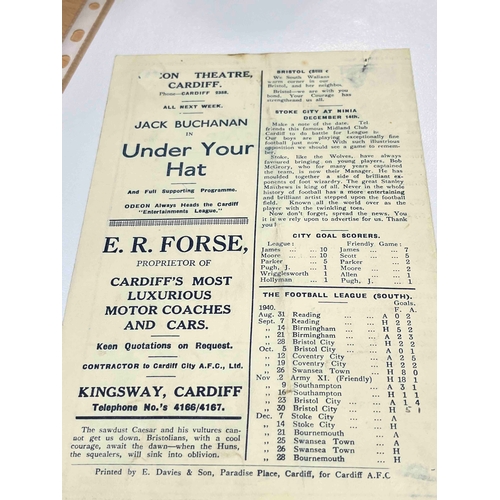 82 - WAR TIME 1940/41 Cardiff City v Bristol City, Team changes and back cover damage but intact