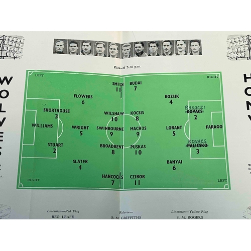 120 - 1954/55 Wolves v Honved at Molineux. Friendly. Crease from top to bottom in the middle and TC.