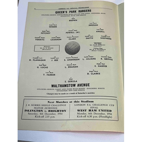 121 - 1954/55 at Arsenal, FA Cup First Round (Second Replay), QPR v Walthamstow Avenue, crease from top to... 