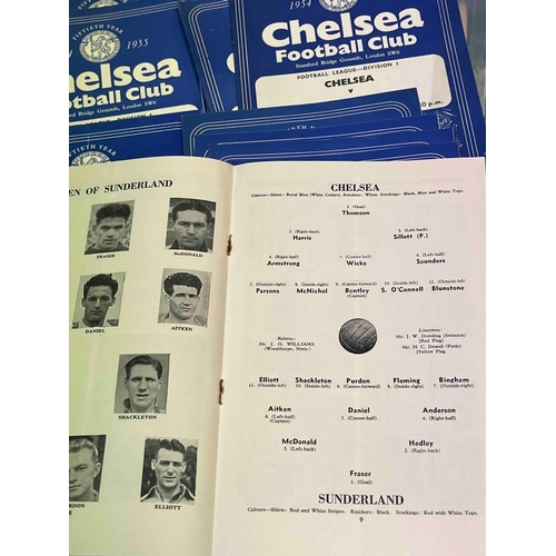 123 - 22 x 1954/55 Chelsea League Division 1 Champions programmes, Manchester United, Bolton, Burnley, (TC... 