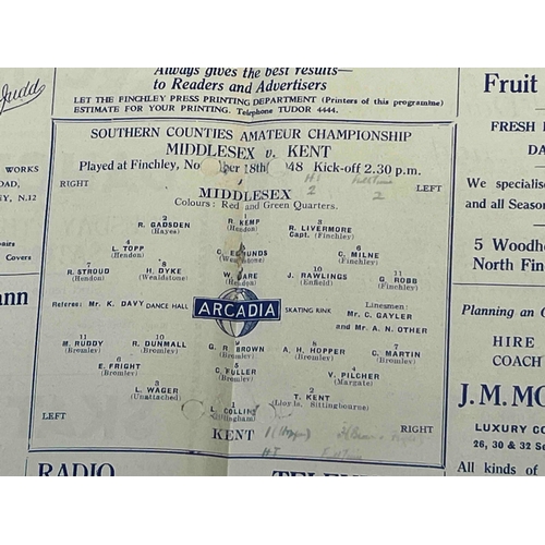 128 - 1948/49 Middlesesx v Kent, Southern Counties Amateur Championship,Played at Finchley, Repaired PH, f... 