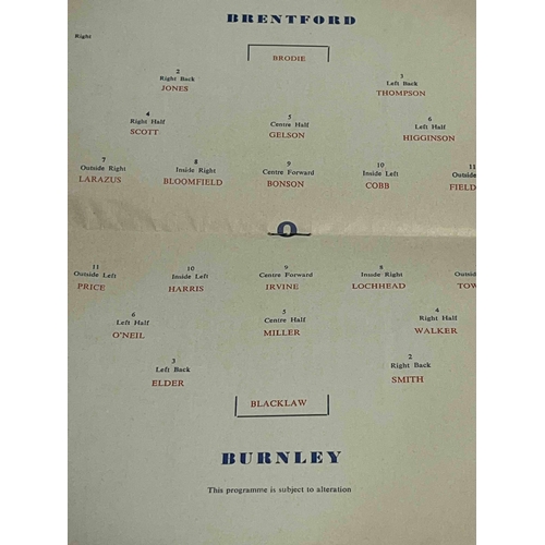 131 - 1964/65 Brentford v Burnley FA Cup 3rd Round Replay, Pirate by Tucketts, crease marks on back cover.