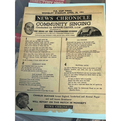 209 - 1951 FA Cup Final,Blackpool v Newcastle, Community Singing sheet. Frayed and missing pieces on botto... 