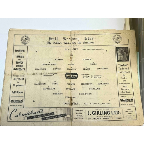 218 - 1946/47 Hull City v Doncaster Rovers, RS marks, No staples, Crease marks but no writing