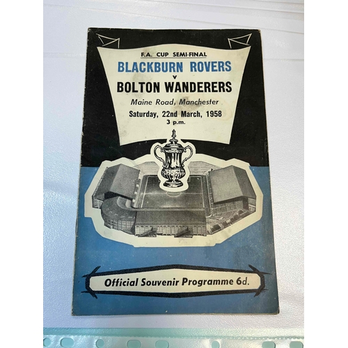 222 - 1958 FA Cup Semi final, Blackburn v Bolton, mark on front, crease mark on back cover. No writing