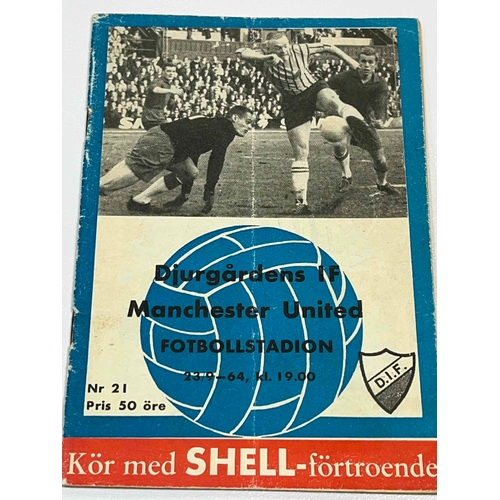 225 - Manchester United 1964/65 Away game in Djurgaarden (CWC) crease and back cover creased and very smal... 