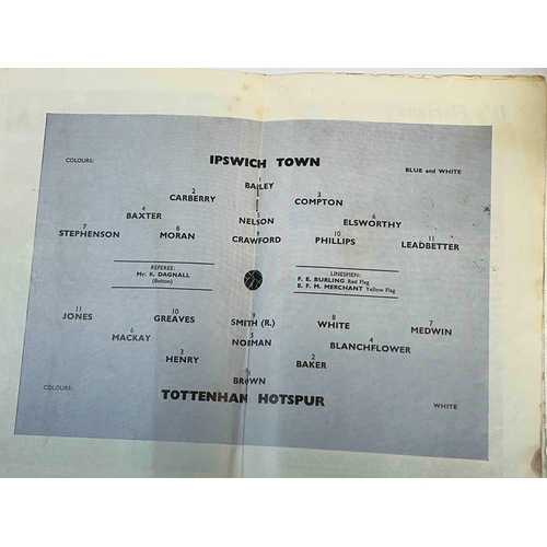 232 - 1962 Charity Shield, Ipswich Town v Tottenham, at Portman Road. No a very clean copy and slight blot... 