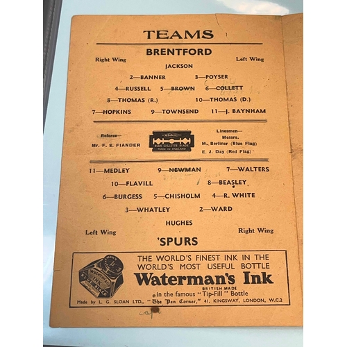 246 - 1944/45 Brentford v Spurs, Football League South, Tear to top of the 4 page programme, going through... 