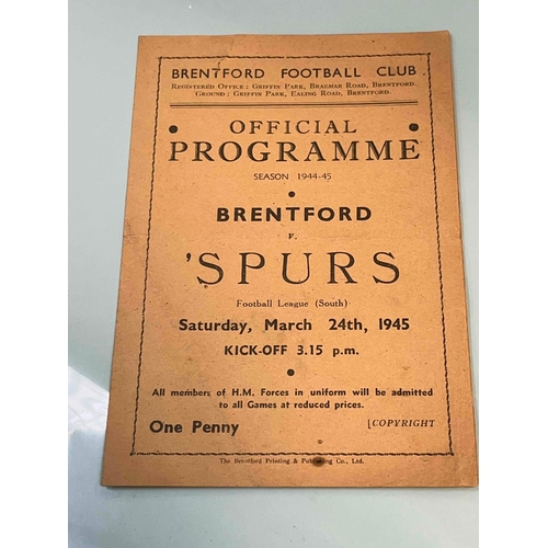 246 - 1944/45 Brentford v Spurs, Football League South, Tear to top of the 4 page programme, going through... 