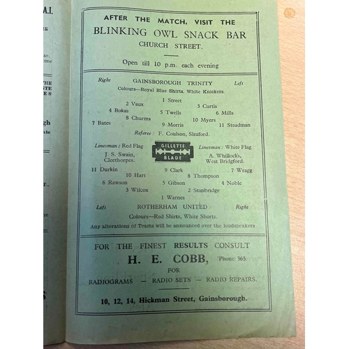 251 - 1948/49 Gainsborough Trinity v Rotherham United, Midland league, small tear on front cover