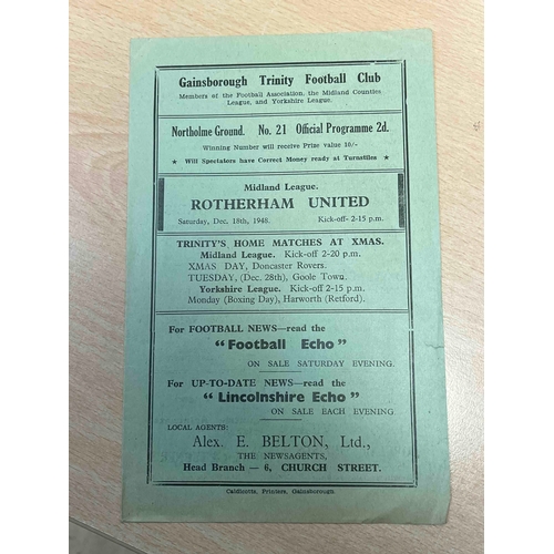 251 - 1948/49 Gainsborough Trinity v Rotherham United, Midland league, small tear on front cover