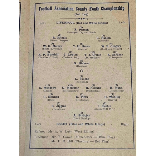 252 - 1947/48 Liverpool County FA Youth X1 v Essex County Youth X1 at Goodison Park. Great condition, no w... 