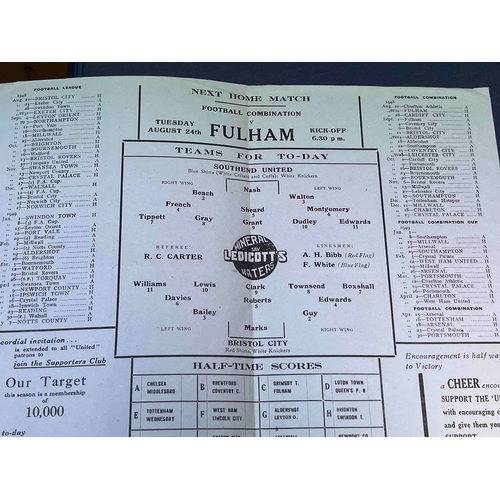 259 - 1948/49 Southend United v Bristol City. Middle crease and very clean inside.