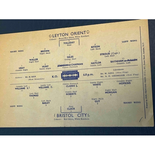 268 - 1947/48 Leyton Orient v Bristol City, Good condition with TC