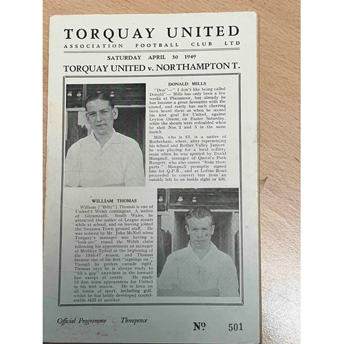 293 - 1948/49 Torquay United v Northampton Town, good condition for age.