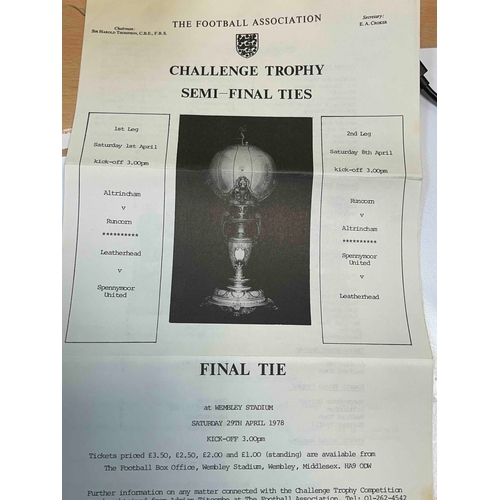 637 - 1978 FA Trophy Semi final Tie, Team information from the FA, plus ticket info and previous rounds in... 