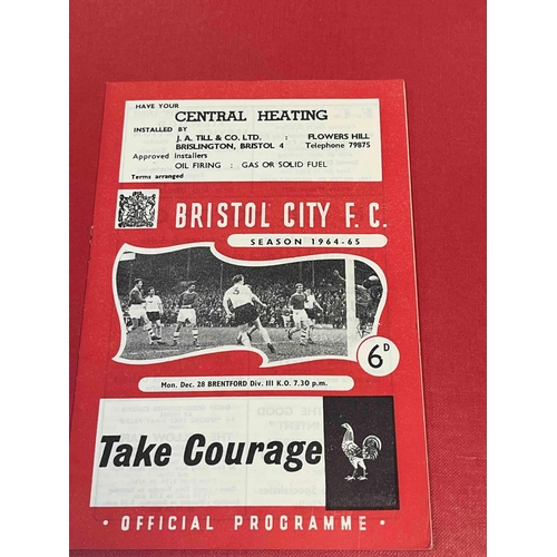 639 - Postponed 1964/65 Bristol City v Brentford, Dec 28 1964. Good condition