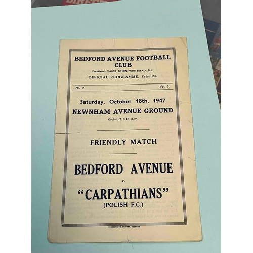 646 - 1947/48 Bedford Avenue v Capathians (Polish FC) Friendly. Middle crease has tear.