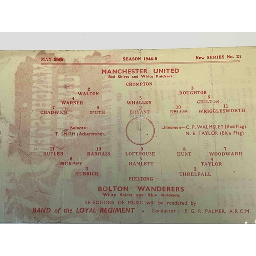 535 - WAR TIME 1944/45 Manchester United v Bolton Wanderers, No tc.