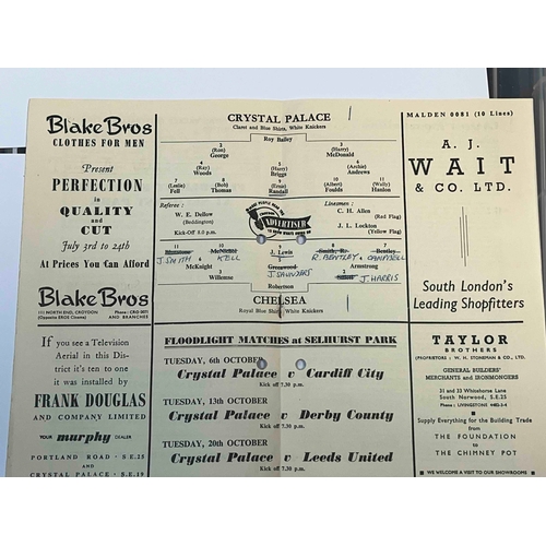 274 - 1952/53 Crystal Palace v Chelsea Friendlies (Floodlight Games), 28/9/52 PH TC, 1953/54 (March) 4 Pag... 