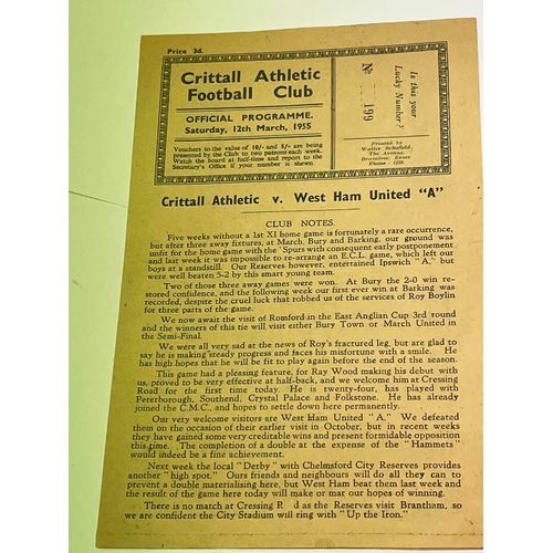 507 - 1954/54 Crittal Athletic v West Ham United A', Great condition.