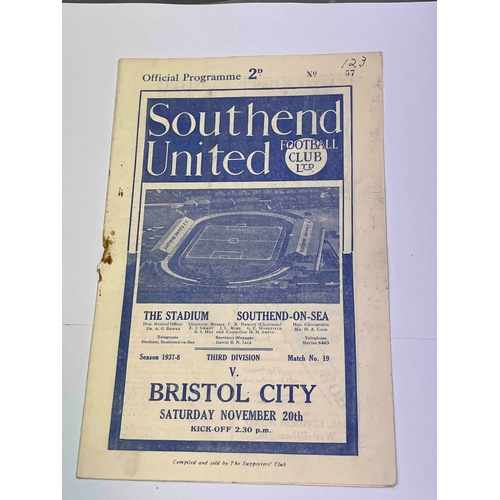 517 - 1937/38 Southend United v Bristol City. RS removed. RS bleed through programme. Numbers on cover (12... 