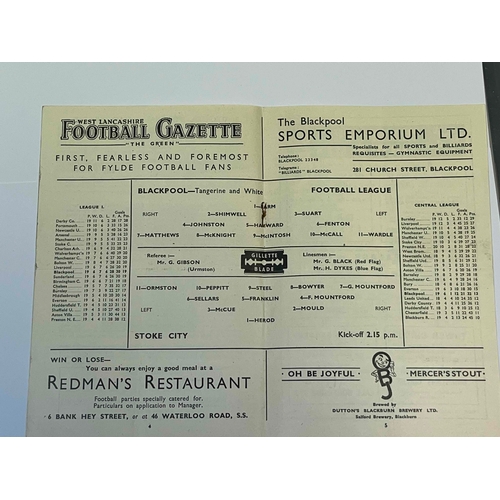 522 - 1948/49 Blackpool v Stoke City, Good condition.